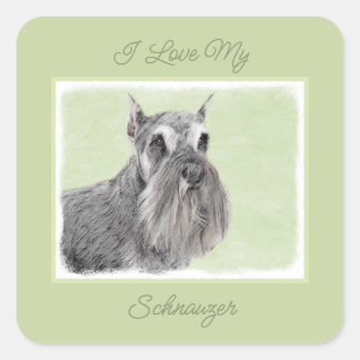 Schnauzer (Giant, Standard) Painting - Dog Art Squ Square Sticker