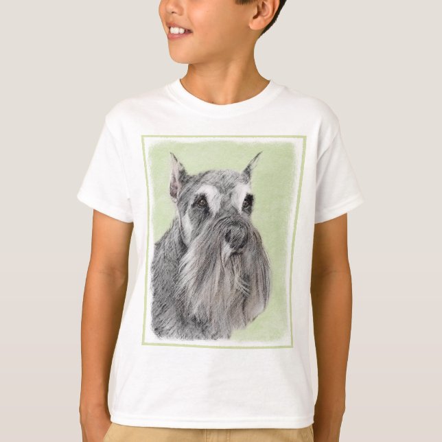 Schnauzer (Giant, Standard) Painting - Dog Art T-Shirt (Front)