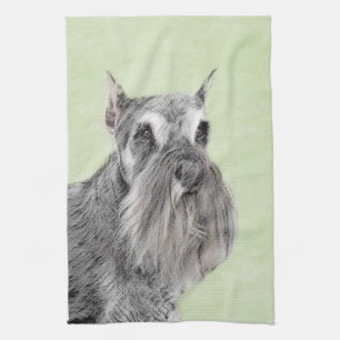 Schnauzer (Giant, Standard) Painting - Dog Art Tea Towel