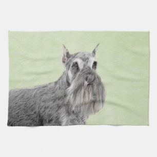 Schnauzer (Giant, Standard) Painting - Dog Art Tea Towel