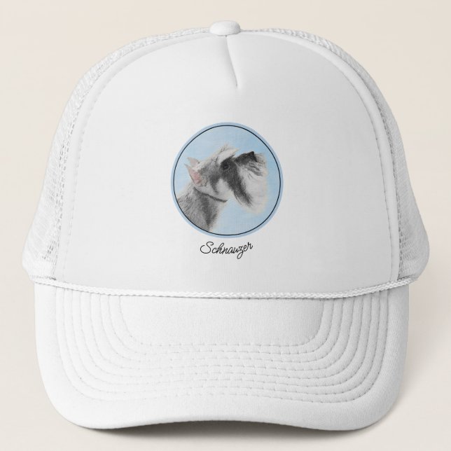 Schnauzer (Giant, Standard)  Painting - Dog Art Trucker Hat (Front)