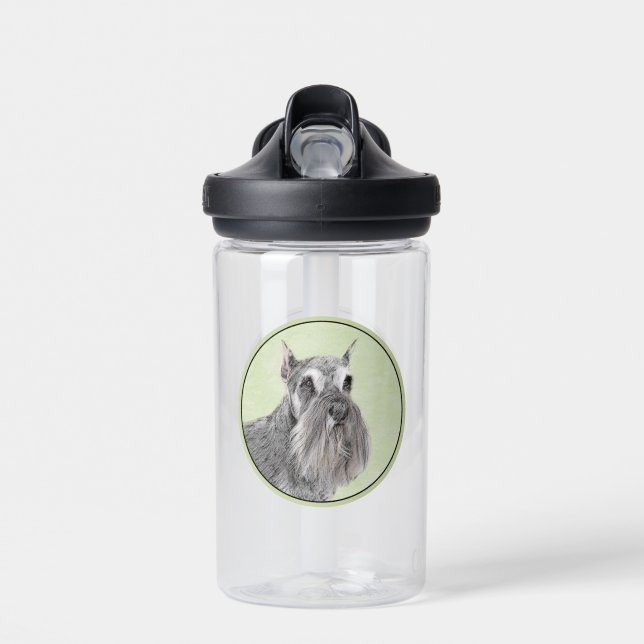 Schnauzer (Giant, Standard) Painting - Dog Art Water Bottle (Front)
