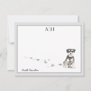 Schnauzer Grey Border Monogram Personalised Card