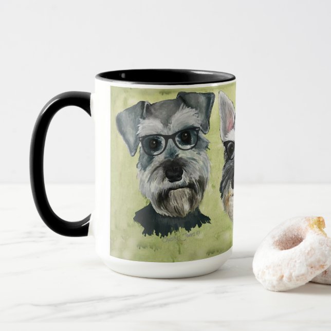 Schnauzer Groovy Glasses Coffee Mug (With Donut)