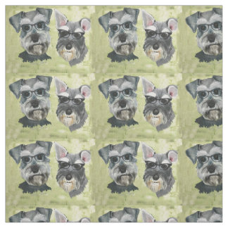 Schnauzer Groovy Glasses Combed Cotton Fabric