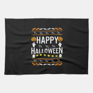 Schnauzer Halloween Lazy Ugly Costume Dog T-Shirt. Tea Towel