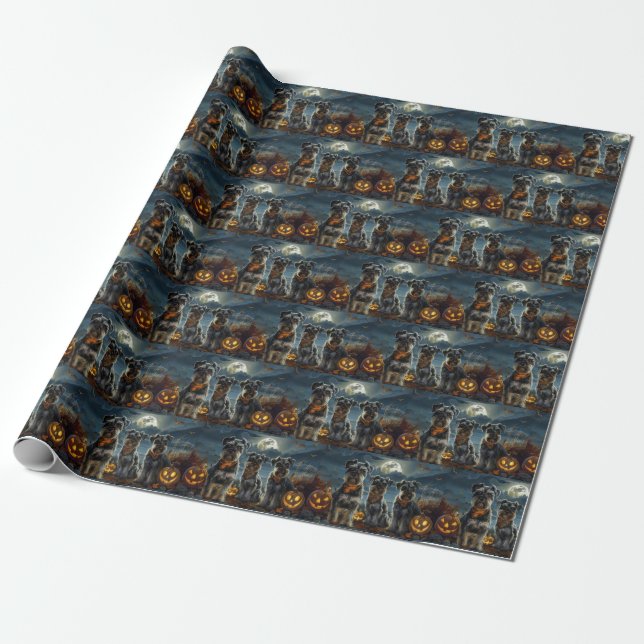 Schnauzer Halloween Spooky  Wrapping Paper (Unrolled)