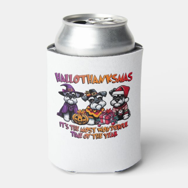 Schnauzer Halloween Thanksgiving Christmas Classic Can Cooler (Can Front)