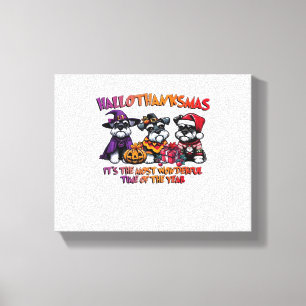Schnauzer Halloween Thanksgiving Christmas Classic Canvas Print