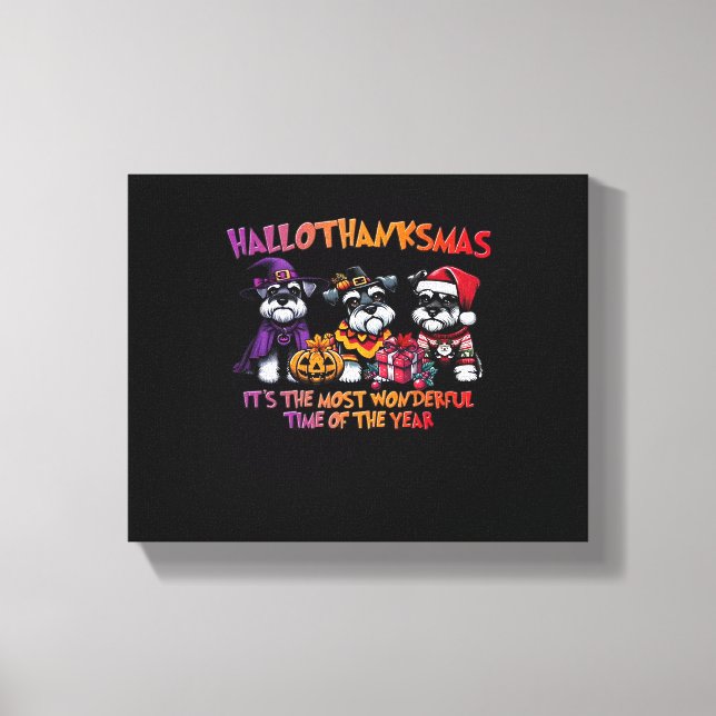 Schnauzer Halloween Thanksgiving Christmas Classic Canvas Print (Front)