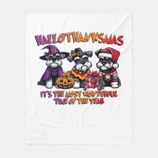 Schnauzer Halloween Thanksgiving Christmas Classic Fleece Blanket