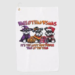 Schnauzer Halloween Thanksgiving Christmas Classic Golf Towel