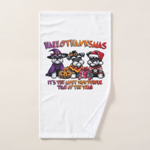 Schnauzer Halloween Thanksgiving Christmas Classic Hand Towel