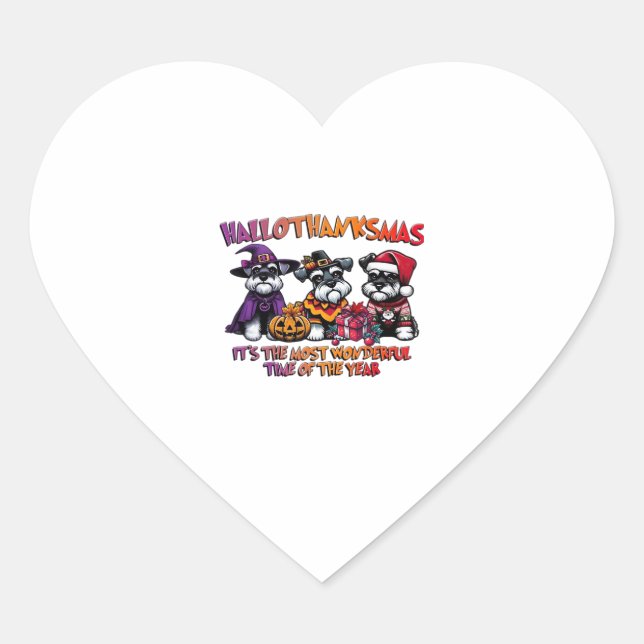 Schnauzer Halloween Thanksgiving Christmas Classic Heart Sticker (Front)