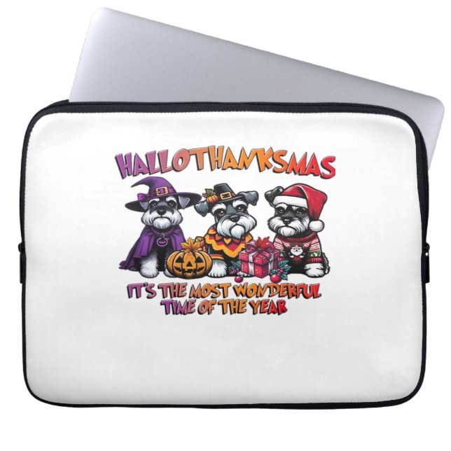 Schnauzer Halloween Thanksgiving Christmas Classic Laptop Sleeve (Front)