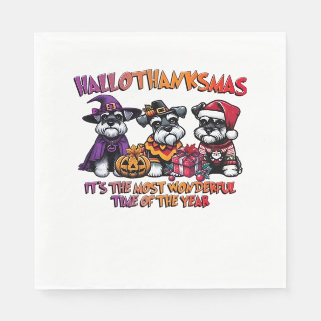Schnauzer Halloween Thanksgiving Christmas Classic Napkin (Front)