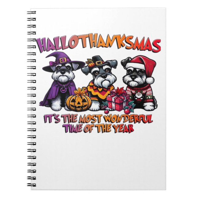 Schnauzer Halloween Thanksgiving Christmas Classic Notebook (Front)
