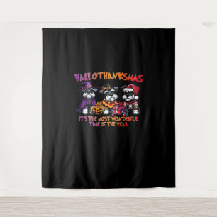 Schnauzer Halloween Thanksgiving Christmas Classic Tapestry