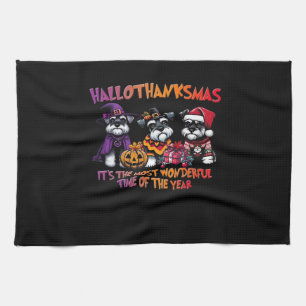 Schnauzer Halloween Thanksgiving Christmas Classic Tea Towel