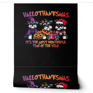 Schnauzer Halloween Thanksgiving Christmas Classic Wallpaper