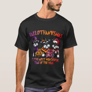 Schnauzer Halloween Thanksgiving Christmas Men T-Shirt