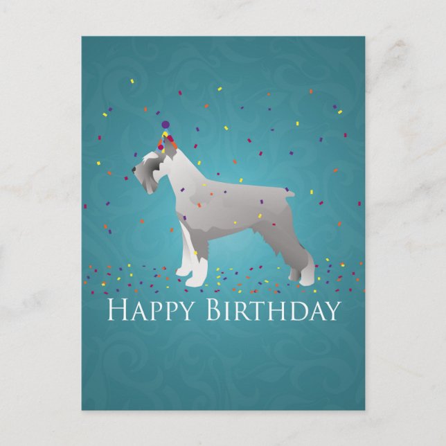 Schnauzer Happy Birthday Design Postcard (Front)