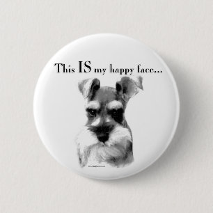 Schnauzer Happy Face 6 Cm Round Badge
