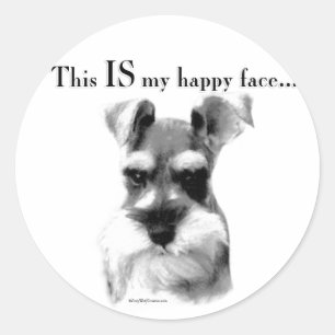 Schnauzer Happy Face Classic Round Sticker