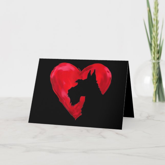 Schnauzer Heart Silhouette Valentines Day Dog Love Card (Front)