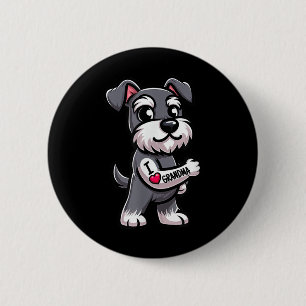Schnauzer I Love Grandma Funny Dog Tattoo 6 Cm Round Badge