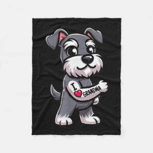 Schnauzer I Love Grandma Funny Dog Tattoo Fleece Blanket