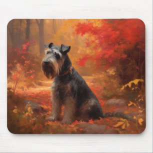 Schnauzer in Autumn Leaves Fall Inspire Mouse Mat
