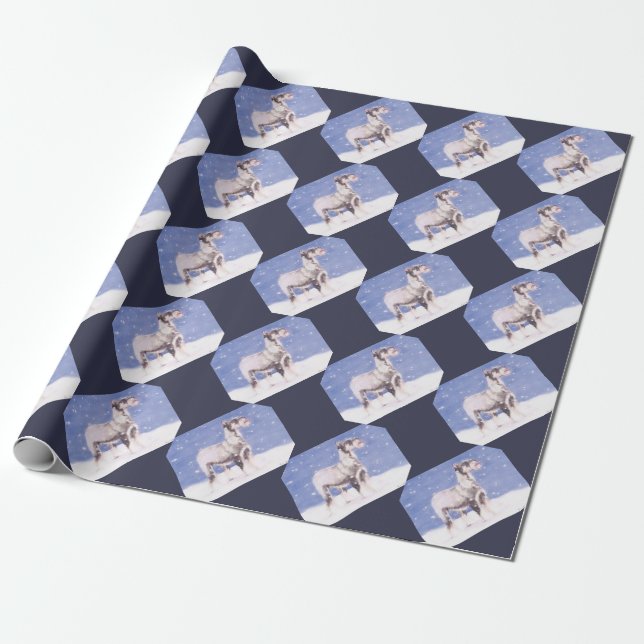 Schnauzer in Snow Dog Art Wrapping Paper (Unrolled)