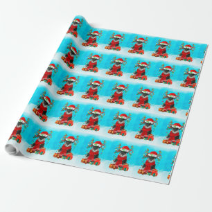 Schnauzer in snow with Christmas gifts  Wrapping Paper