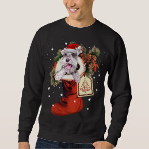 Schnauzer In Sock Christmas Santa Hat Xmas Dog Lov Sweatshirt