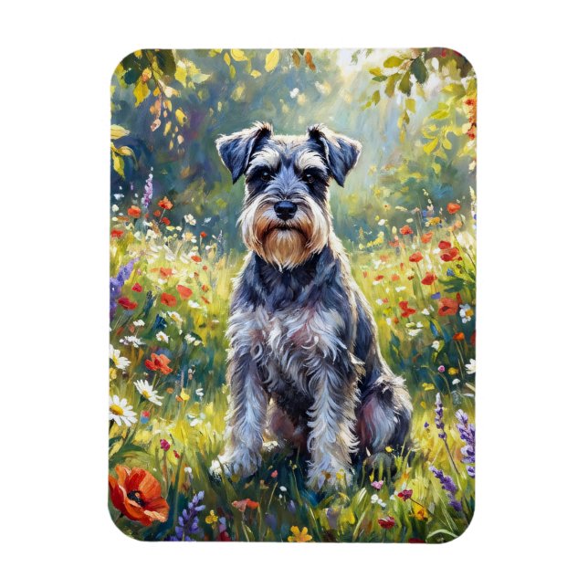 Schnauzer in Wildflower Meadow Flexible Magnet (Vertical)