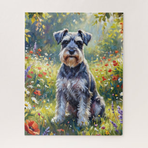 Schnauzer in Wildflower Meadow Jigsaw Puzzle