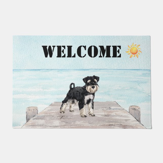 Schnauzer Lake Summer Door Mat (Front)