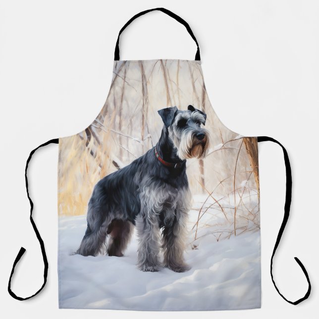 Schnauzer Let It Snow Christmas Apron (Front)
