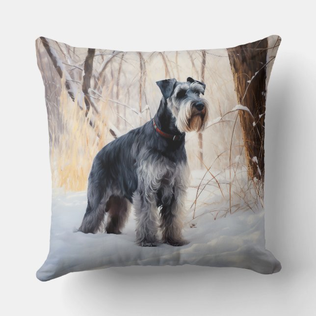 Schnauzer Let It Snow Christmas Cushion (Back)