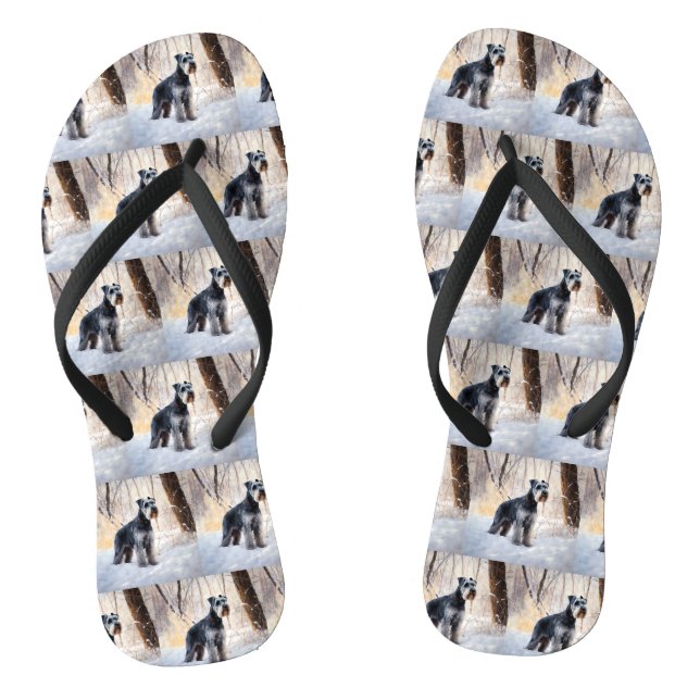 Schnauzer Let It Snow Christmas Flip Flops (Footbed)