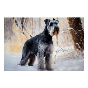Schnauzer Let It Snow Christmas Poster