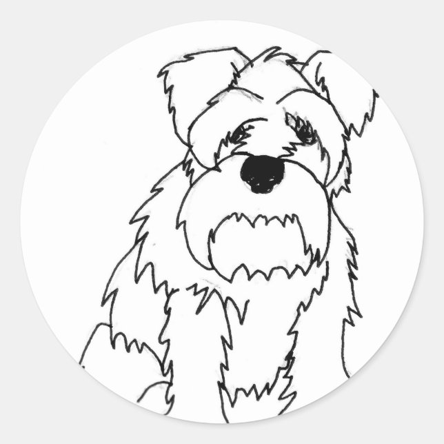 Schnauzer line Art Classic Round Sticker (Front)