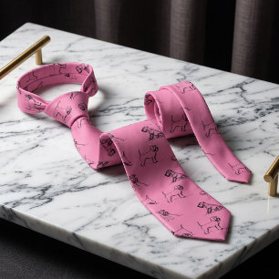 Schnauzer Line Art pink Tie