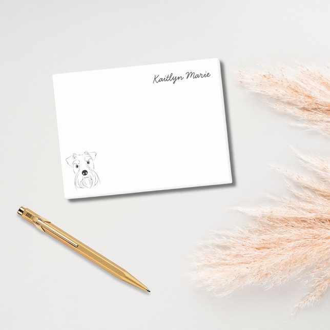 Schnauzer Lover Simple Black & White Personalised Post-it Notes (Schnauzer Lover Simple Black & White Personalized Post-it Notes)