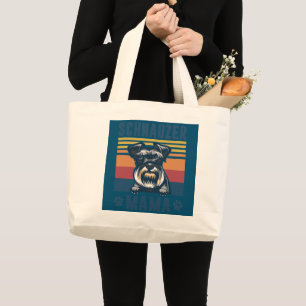 Schnauzer Mama Mother Retro Gifts Dog Mum  Large Tote Bag
