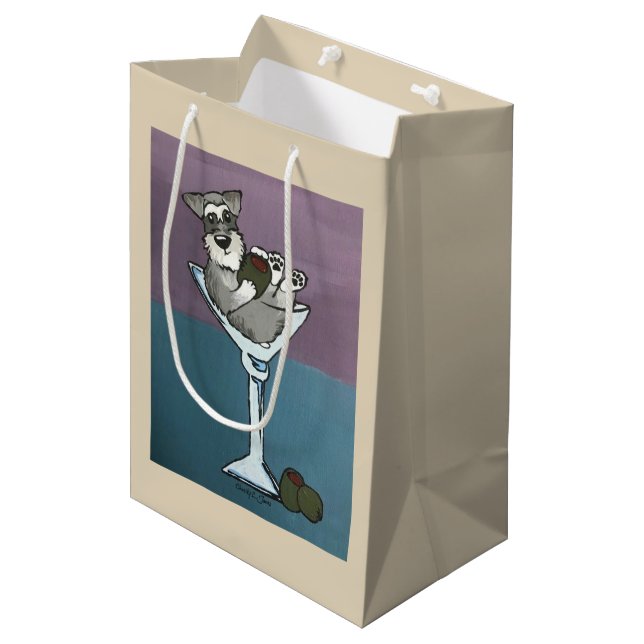 Schnauzer Martini Gift Bag Medium (Front Angled)