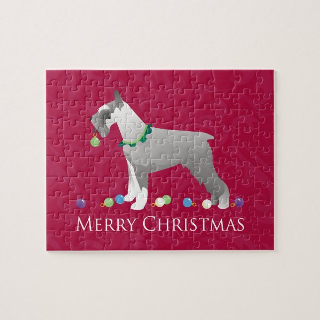 Schnauzer Merry Christmas Design Jigsaw Puzzle (Horizontal)