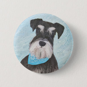 Schnauzer (Miniature) Painting - Cute Original Dog 6 Cm Round Badge