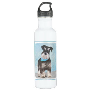 Schnauzer (Miniature) Painting - Cute Original Dog 710 Ml Water Bottle